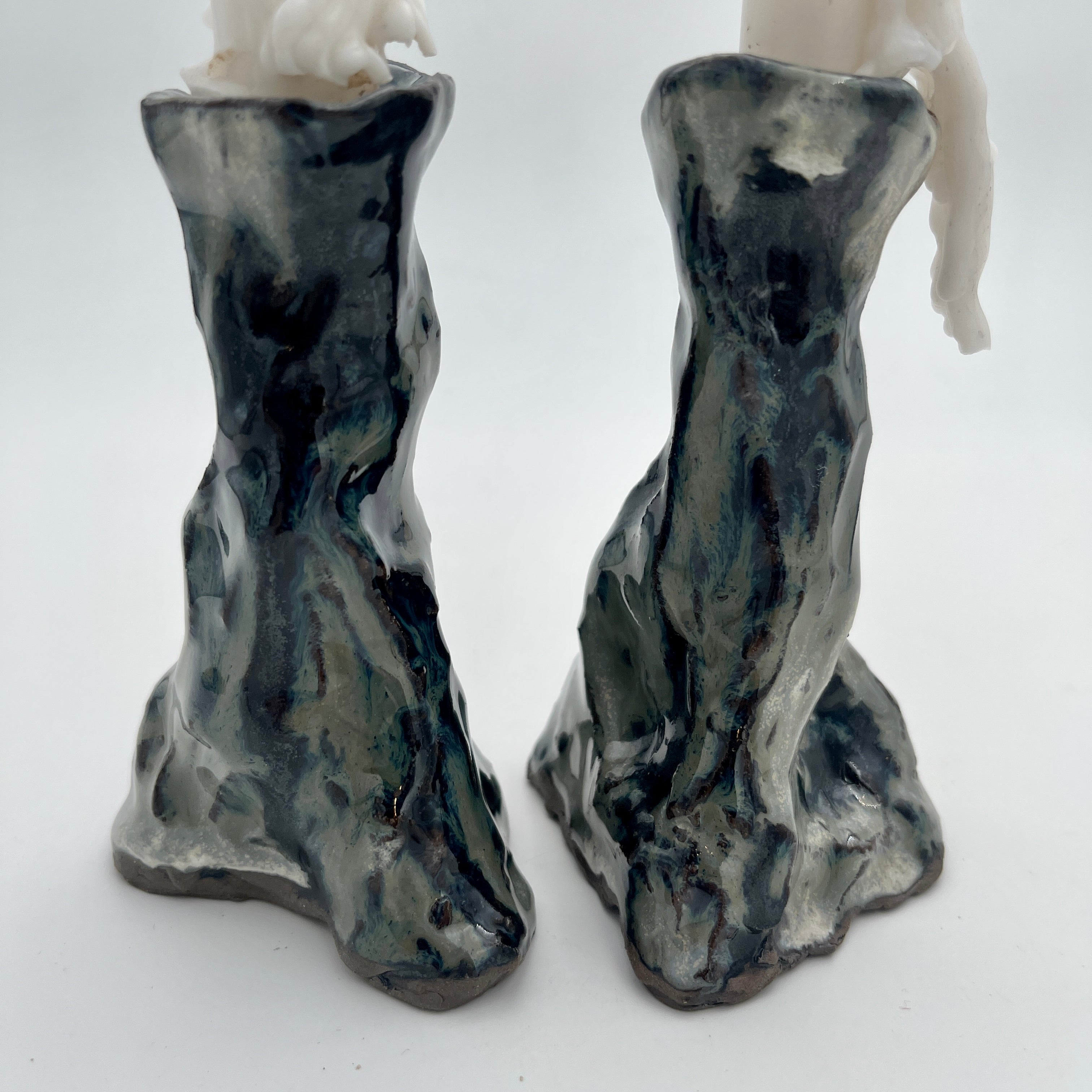 Melt Candle Holders Pair Green & Brown